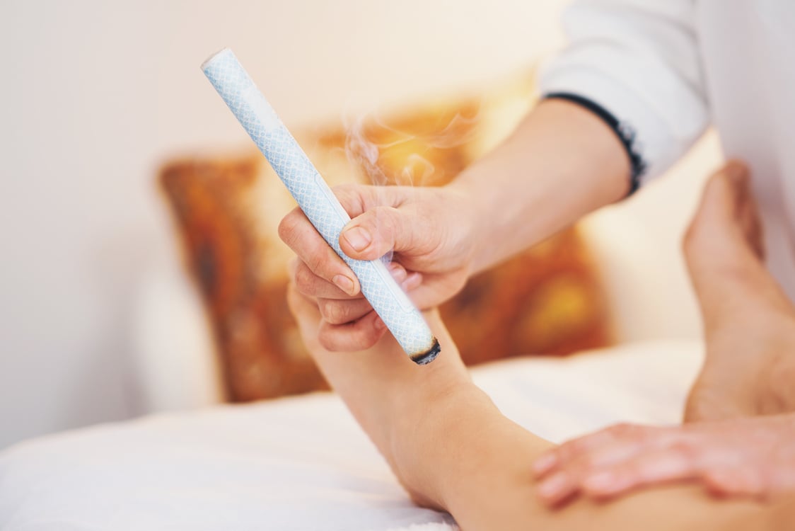 Picture of Moxibustion  on Woman Body